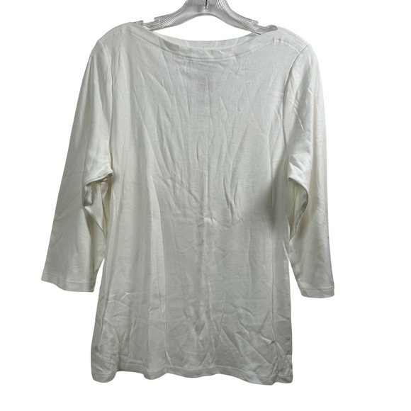 Charter Club Tops - Charter Club Luxury Woman White Pima Cotton Boat Neck 3/4 Sleeve Top 0X NEW
